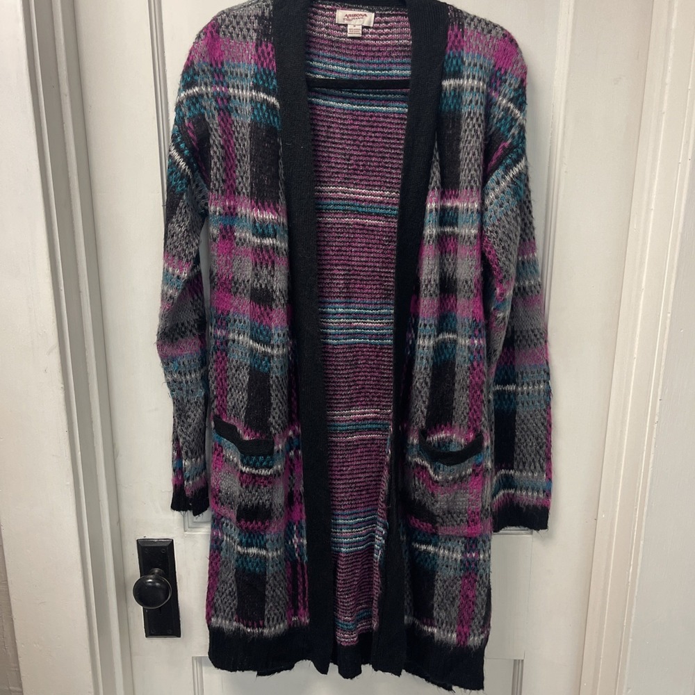 Arizona Jeans brand long Cardigan Open front Pockets Size Small